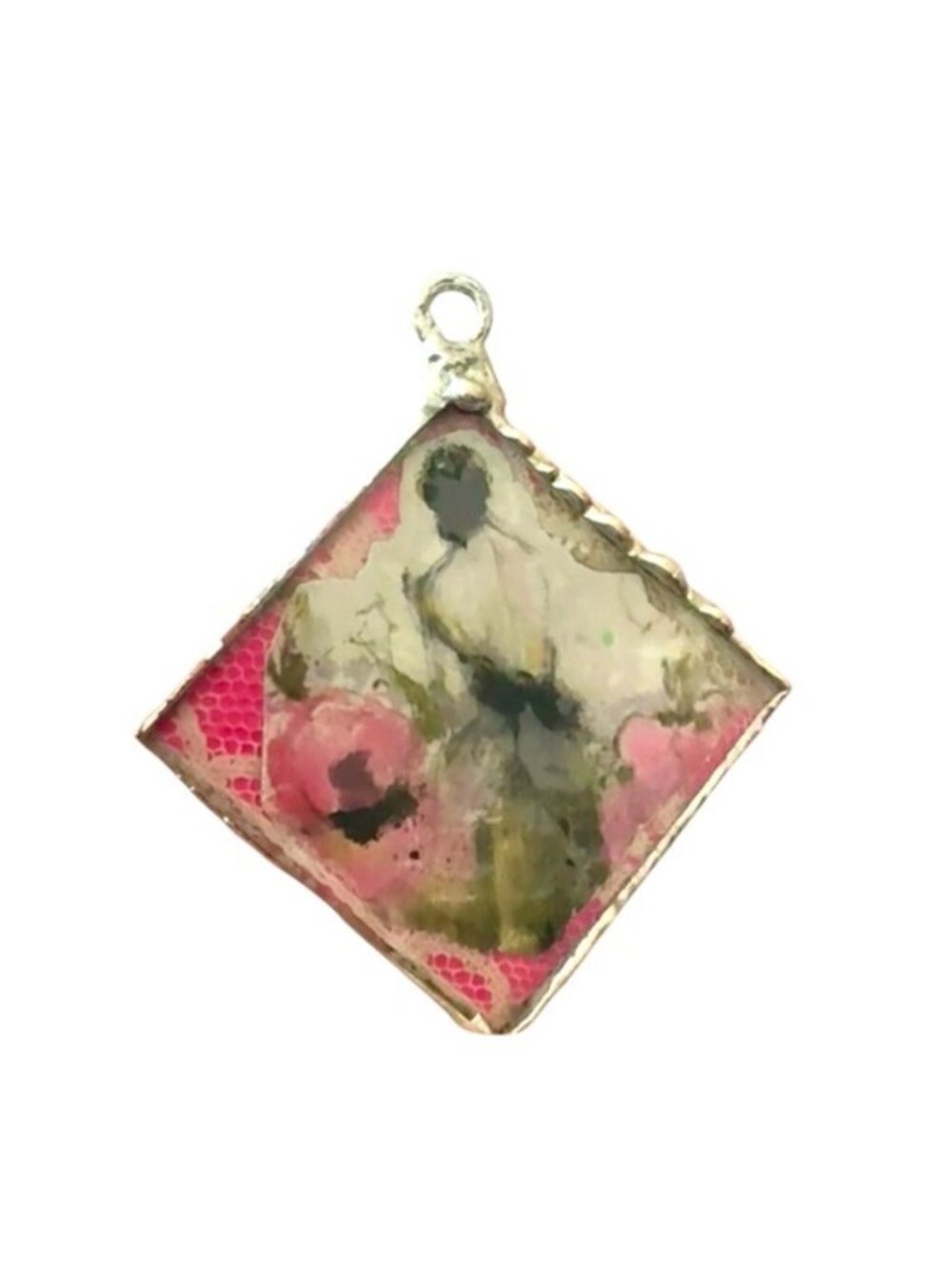 Parisian Muse Tiny Canvas Necklace with Unakite & Pink Jasper | Alma Antigua - Picture 5 of 15
